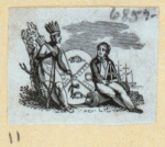 Shields and allegorical imagery representing the military.