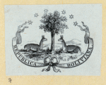 Shields and allegorical imagery.