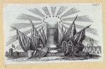Allegorical imagery featuring shields, eagles, and cannons.