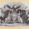 Allegorical imagery featuring shields, eagles, and cannons.