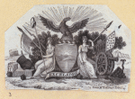 Allegorical imagery featuring shields, eagles, and cannons.