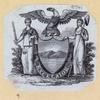 Allegorical imagery featuring shields, eagles, and cannons.