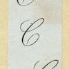 Engraved lettering examples in cursive script.