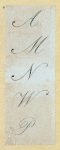 Engraved lettering examples in cursive script.