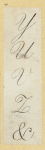 Engraved lettering examples in cursive script.