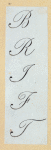 Engraved lettering examples in cursive script.