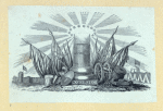 Allegorical imagery with such themes as liberty and justice, signatures, and seals.
