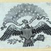 Commercial and patriotic imagery featuring eagles and shields.