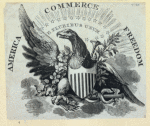 Commercial and patriotic imagery featuring eagles and shields.