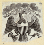 Commercial and patriotic imagery featuring eagles and shields.