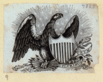 Commercial and patriotic imagery featuring eagles and shields.