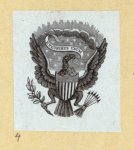 Patriotic imagery featuring eagles and shields.