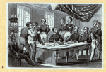 Scenes of colonial American conflict and resolution.