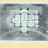 Schematic drawing for a skylight, a floor plan, and a schematic drawing for crown moldings.