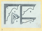 Schematic drawing for a skylight, a floor plan, and a schematic drawing for crown moldings.