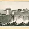 Pawtucket Falls, Lowell, Mass. and large buildings.