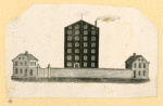 Various buildings and a monument to Washington.