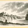 Various buildings and a waterfall.