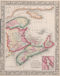 County map of Nova Scotia, New Brunswick, Cape Breton, and Prince Edward's Islands; City and harbor of Halifax [inset].