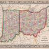 County map of Ohio and Indiana.