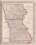 County map of the States of Iowa and Missouri.