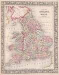 County map of England and Wales.