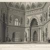 Appartamento d'Elisabetta nella Scozia. Questa scena fu eseguita pel ballo eroico, La spada di Kenneth, inventato, e posto sulle scene dell'I. R. Teatro alla Scala, dal Sig. Salvatore Viganò, la primavera dell'anno 1818. A. Sanquirico inv. e dip. A. Biasioli inc.