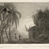 Esterno di una capanna. Questa scena fu eseguita pel ballo pantomimo serio, Il naufragio di la peyrouse, posto sulle scene dell'I. R. Teatro alla Canobbiana dal Sigr. William Barrymore, l'autunno dell'anno 1825. A. Sanquirico inv. e dip.  Carolina Lose inc.