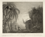 Esterno di una capanna. Questa scena fu eseguita pel ballo pantomimo serio, Il naufragio di la peyrouse, posto sulle scene dell'I. R. Teatro alla Canobbiana dal Sigr. William Barrymore, l'autunno dell'anno 1825. A. Sanquirico inv. e dip.  Carolina Lose inc.