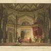 Camera del re rischiarata da un lume. Trono situato di fianco. Questa scena venne eseguita pel ballo tragico, La presa di Babilonia, composto, e messo sulle scene dell'I. R. Teatro alla Scala dal Sig. Francesco Clerico. Nella primavera dell'anno 1821. A. Sanquirico inv. e dip. G. Castellini inc.