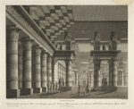 Atrio interno. Questa scena fu eseguita pel ballo eroico Ramesse, ossia Gli Arabi in Egitto, inventato e posto sulle scene dell'I. R. Teatro alla Scala da Alessan. Fabbri, la primavera dell'anno 1819. A. Sanquirico inv. e dip. G. Castellini inc.