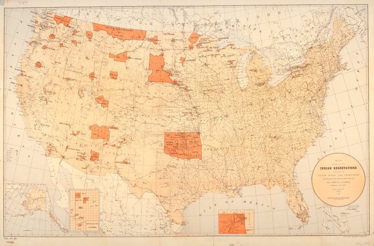 Map showing the location of the Indian reservations within the limits