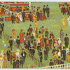 Spectators with benches