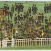Spectators and white fence