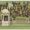 Spectators, kiosk, and flag