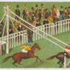 Horses crossing finish line