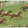 Horses on racetrack