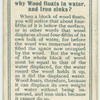 Do you know why wood floats in water, and iron sinks?