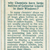 Do you know why chemists have large bottles of coloured liquid in their windows?