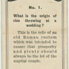 What is the origin of rice throwing at a wedding?