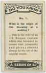 What is the origin of rice throwing at a wedding?