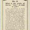 What is the origin of the cry "fore" as used in golf?