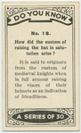 How did the custom of raising the hat in salutation arise?