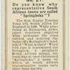 Do you know why representative South African teams are called "Springboks"?