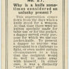 Why is a knife sometimes considered an unlucky present?
