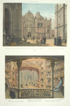 Atrio del convento de San Francisco, 1860 = Parvis du couvent de St. François = Tore-court of the convent of St. Francisco ; Interior del Teatro Iturbide = Intérieur du Théâtre d'Iturbide = Interior of Iturbide theatre.