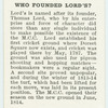 Do you know who founded Lord's?
