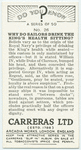 Do you know why do sailors drink the king's health sitting?