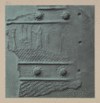Depiction of an arch-headed stele with the figure of the king.
