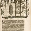 Magia hieroglyphica. A. Accipiter est motus Solaris symbolum, ... B. Noctua cum flagello, ... C. Sacerdotem notat vna cum pyramide, ... D. binas vitreas phialas signat, intra quas aqua Nilotica ..., E.F.G.H.I.K.L.M. &c.